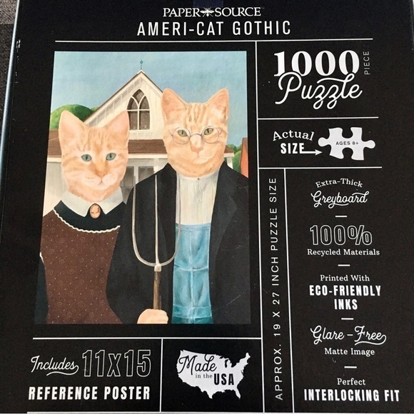 “Ameri-Cat Gothic” Puzzle, Black, Blue, Orange, 1,000 Pieces, NEW - Picture 5 of 15